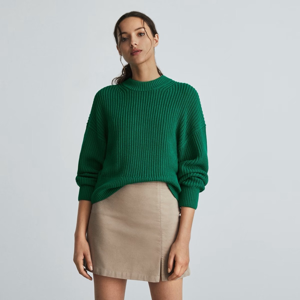 Everlane Green Ribbed Crewneck Sweater